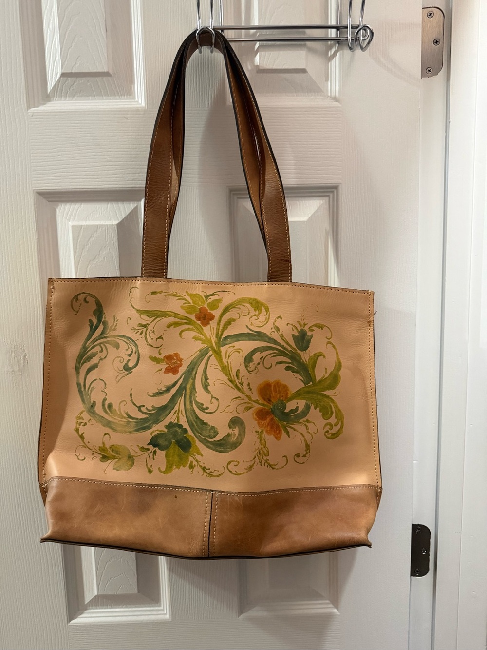 Patricia Nash Hand-Painted Floral Leather Tote